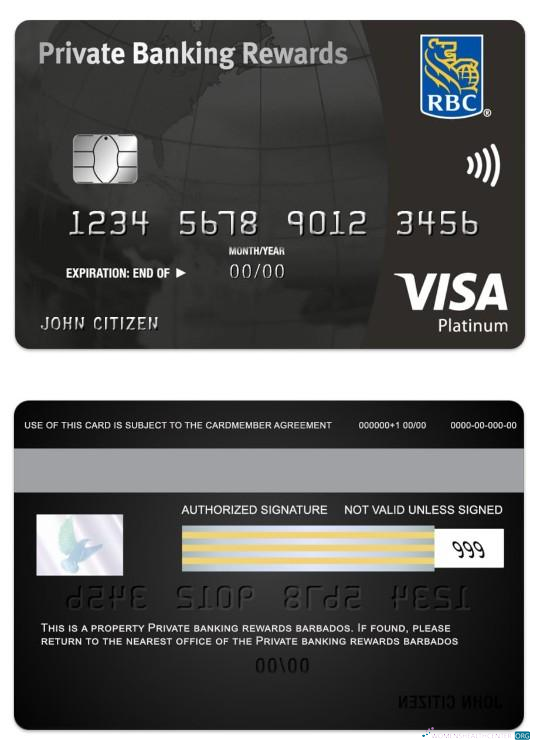 Download Barbados Private Bankking Rewards visa platinum black card Photoshop template